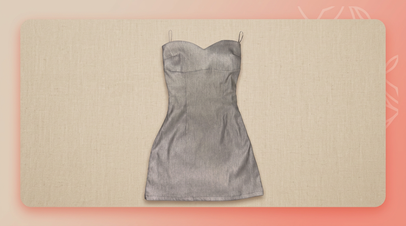 Vestido Mini Strapless Gris con Tirantes Finos
