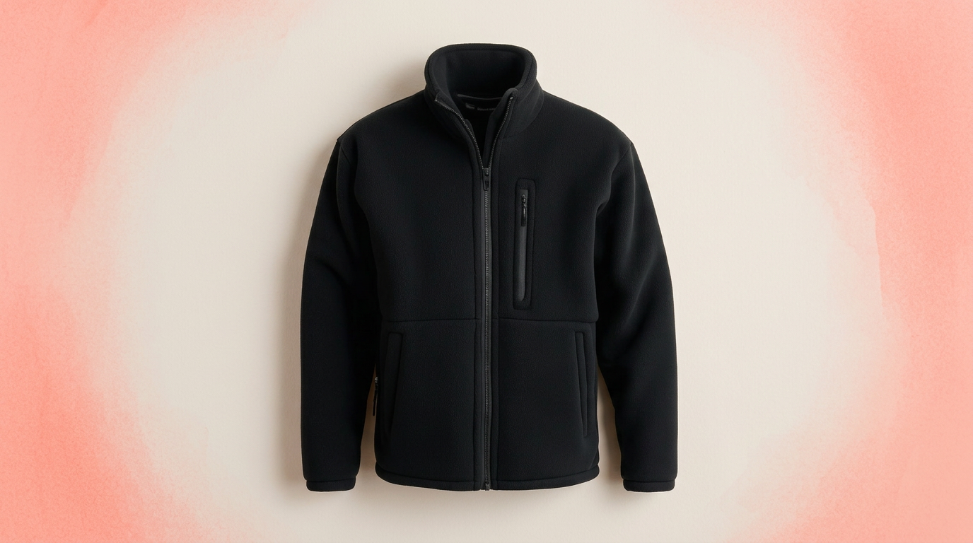 Chaqueta de Fleece Negra con Cierre