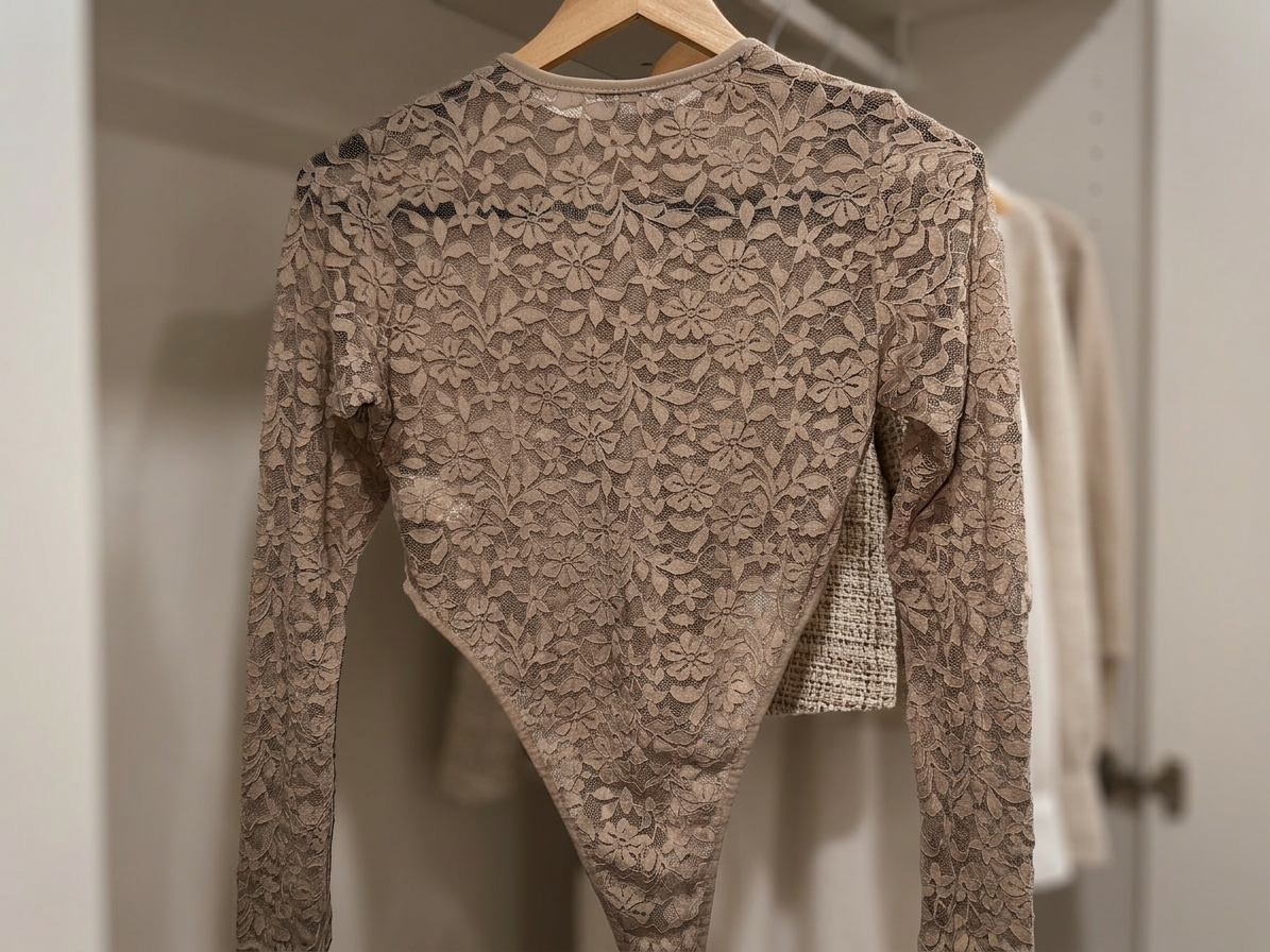 Body de Encaje Floral Manga Larga