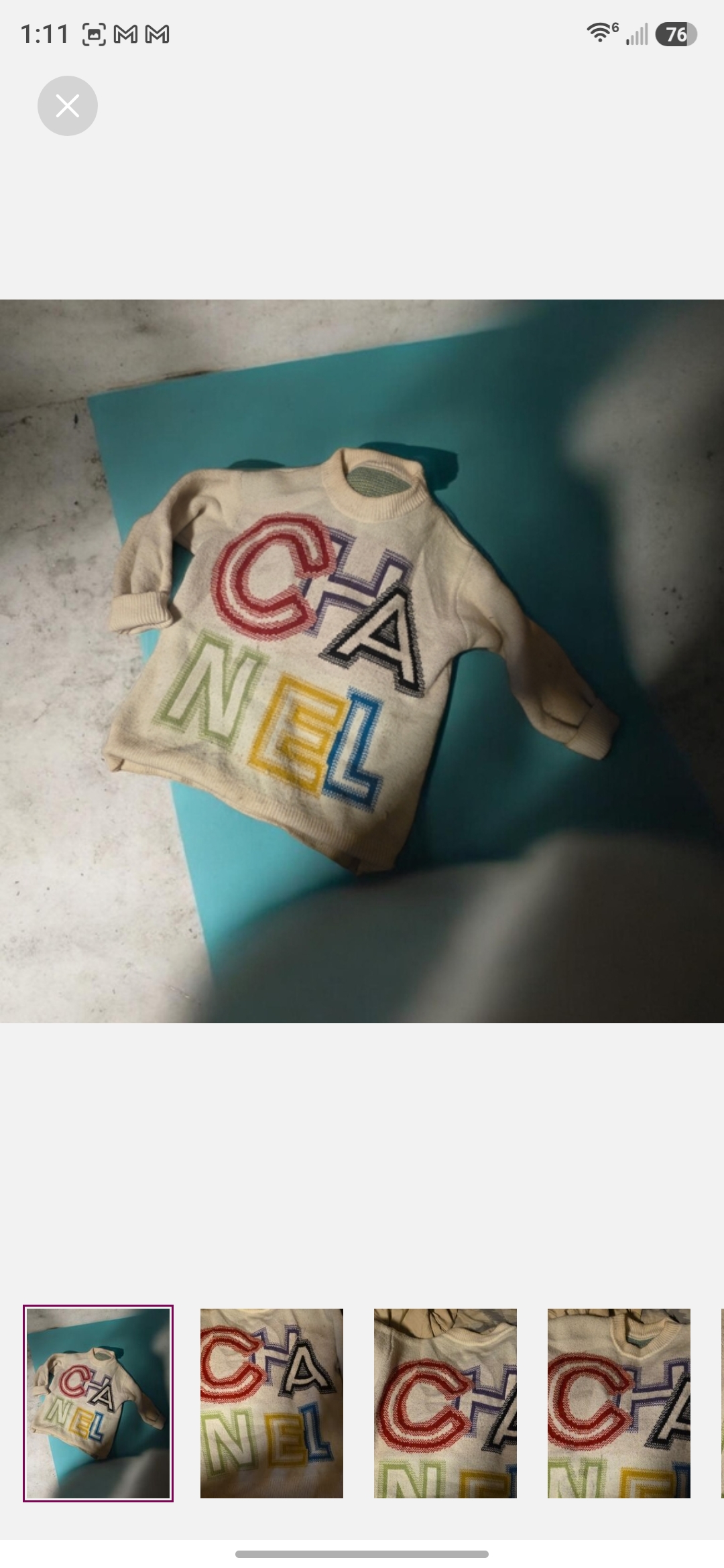 CHANEL White Sweater with Multicolor Logo