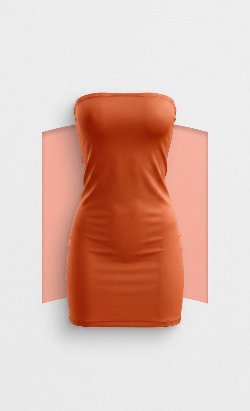 Minivestido naranja strapless